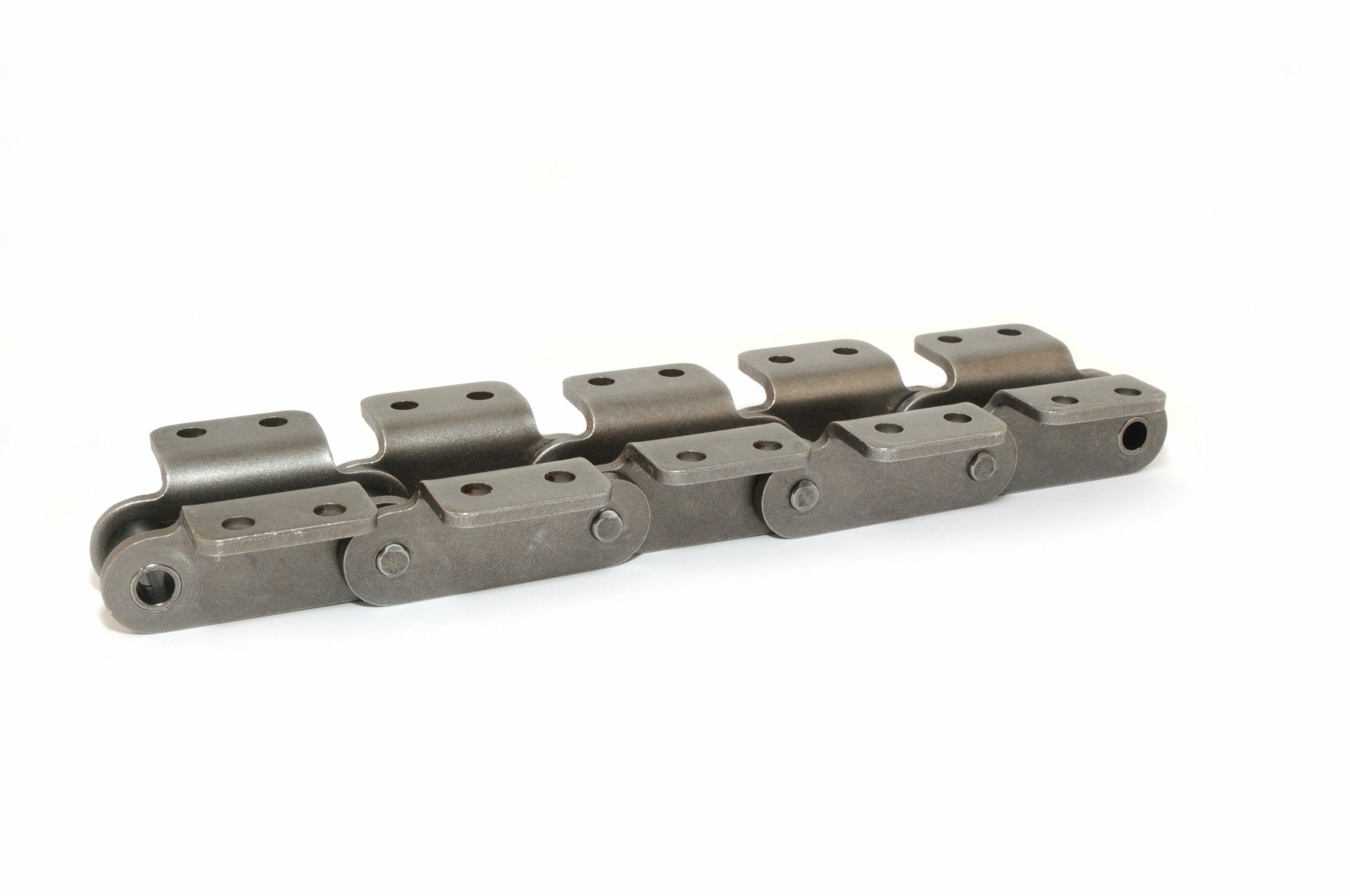 Bent ER102B / 4 in Pitch Riveted Steel Material Attachment Chain K-2 Attachment Two Sides Cottered 